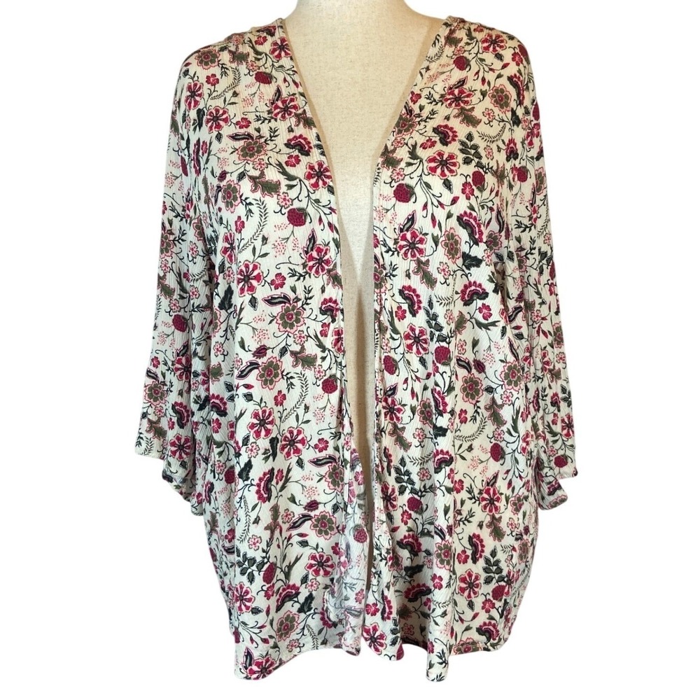 Torrid Crochet Cardigan Kimono Floral Front Crochet Back Size 20